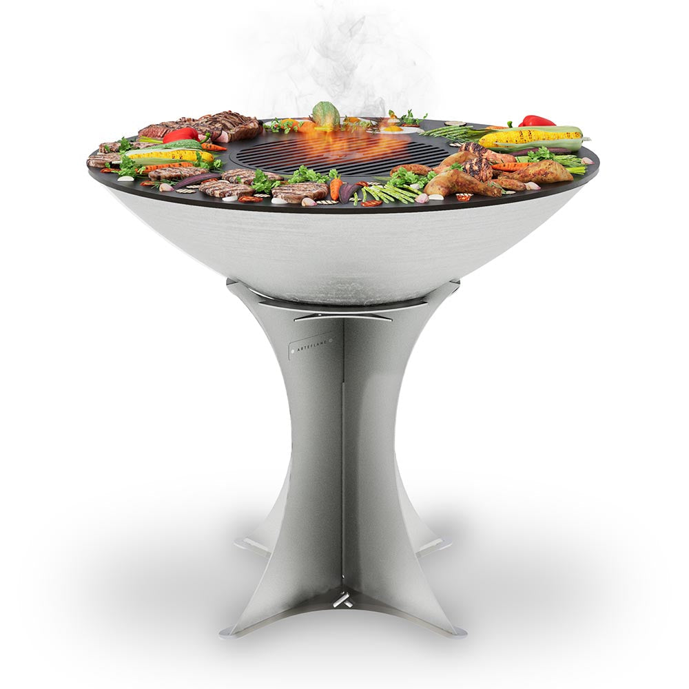 Arteflame 40″ Platinum Series — Stainless Fire Bowl Flat-Top Grill with Euro Base (Stainless or Powder-Coated Black)
