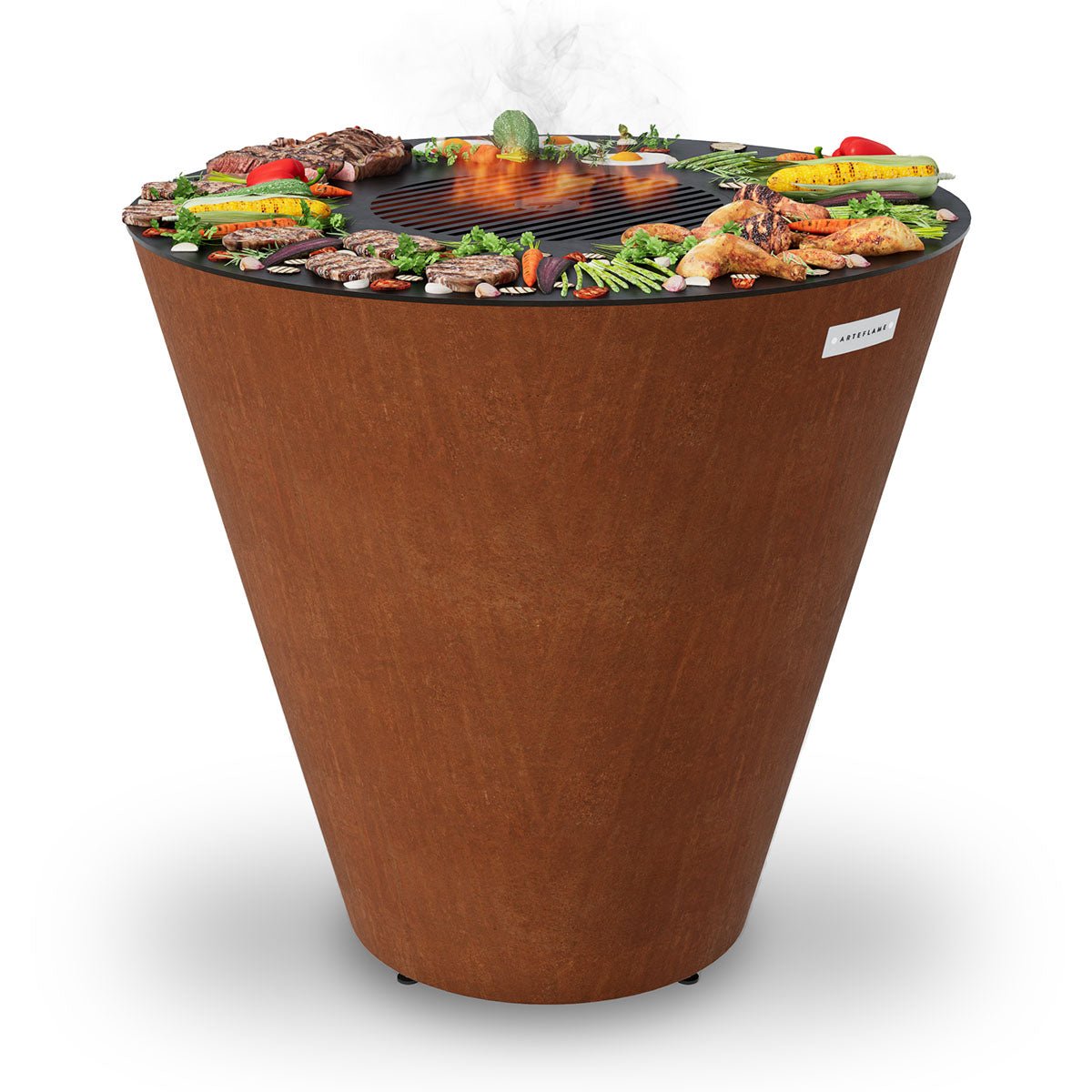 Arteflame One Series 40″ — XXL Flat-Top Charcoal Grill & Fire Bowl (Single-Piece CORTEN Body) - All Products, Arteflame Grills by Arteflame | Buy at Agent BBQ