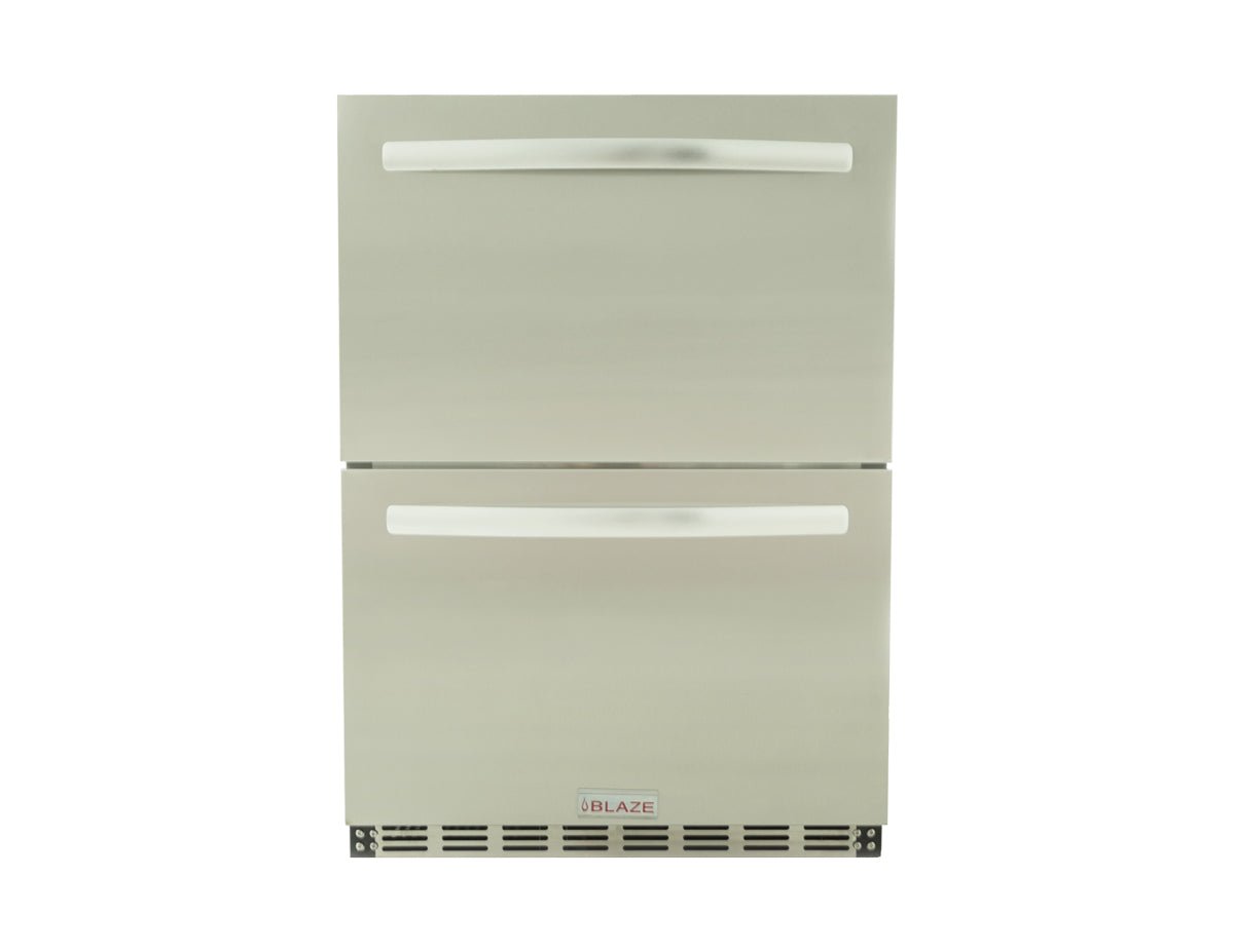 Blaze 23.5 - Inch 5.1 Cu. Ft. Outdoor Rated Stainless Steel Double Drawer Refrigerator - BLZ - SSRF - DBDR5.1 - by Blaze Grills | Buy at Agent BBQ