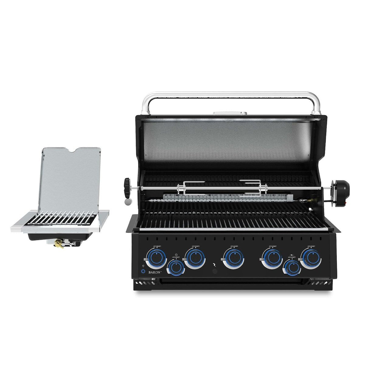 Broil King Baron 590 IR Shadow 32 - in 5 Burner Built - In Natural Gas Grill w/ Infrared Side Burner & Rear Rotisserie Burner - Black - 876647 - Outdoor Grills by Broil King | Buy at Agent BBQ