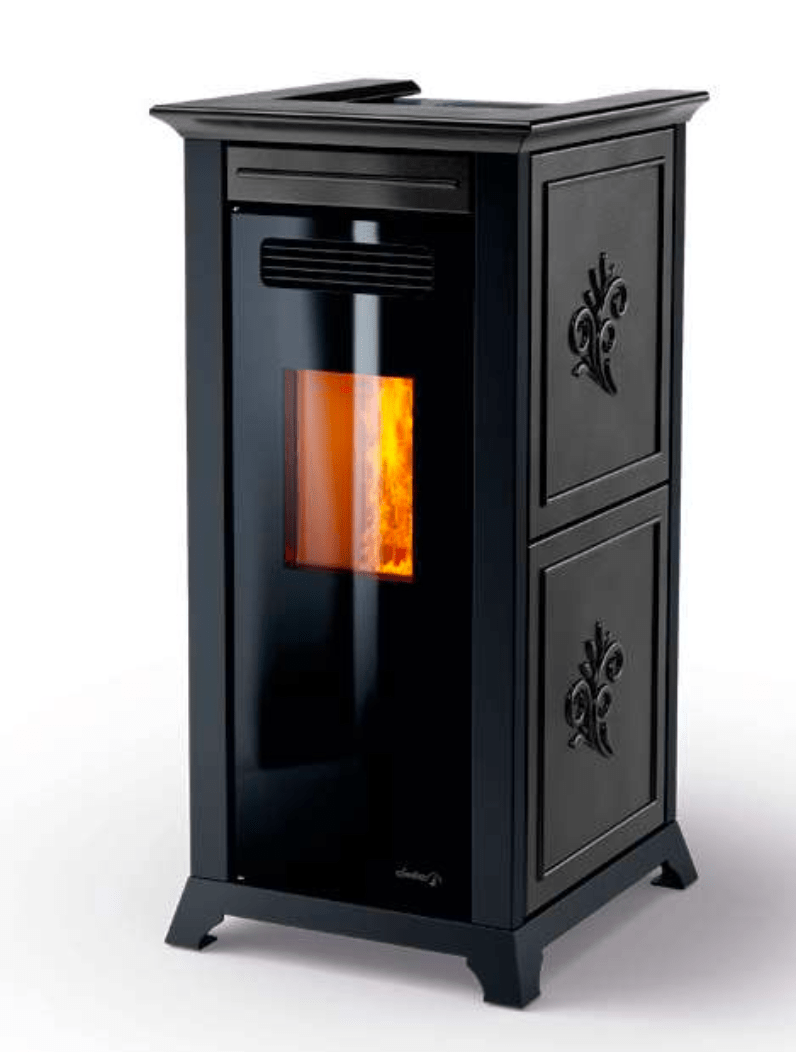 Dielle Ethesia Pellet Stove - Black Ceramic With Black Glass Front - by Dielle | Buy at Agent BBQ