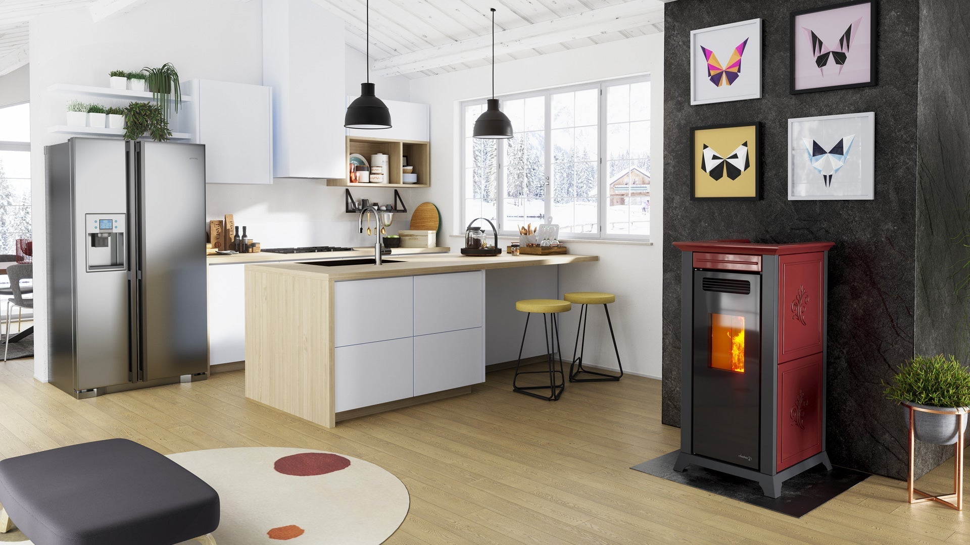 Dielle Ethesia Pellet Stove - Bordeaux Ceramic - by Dielle | Buy at Agent BBQ