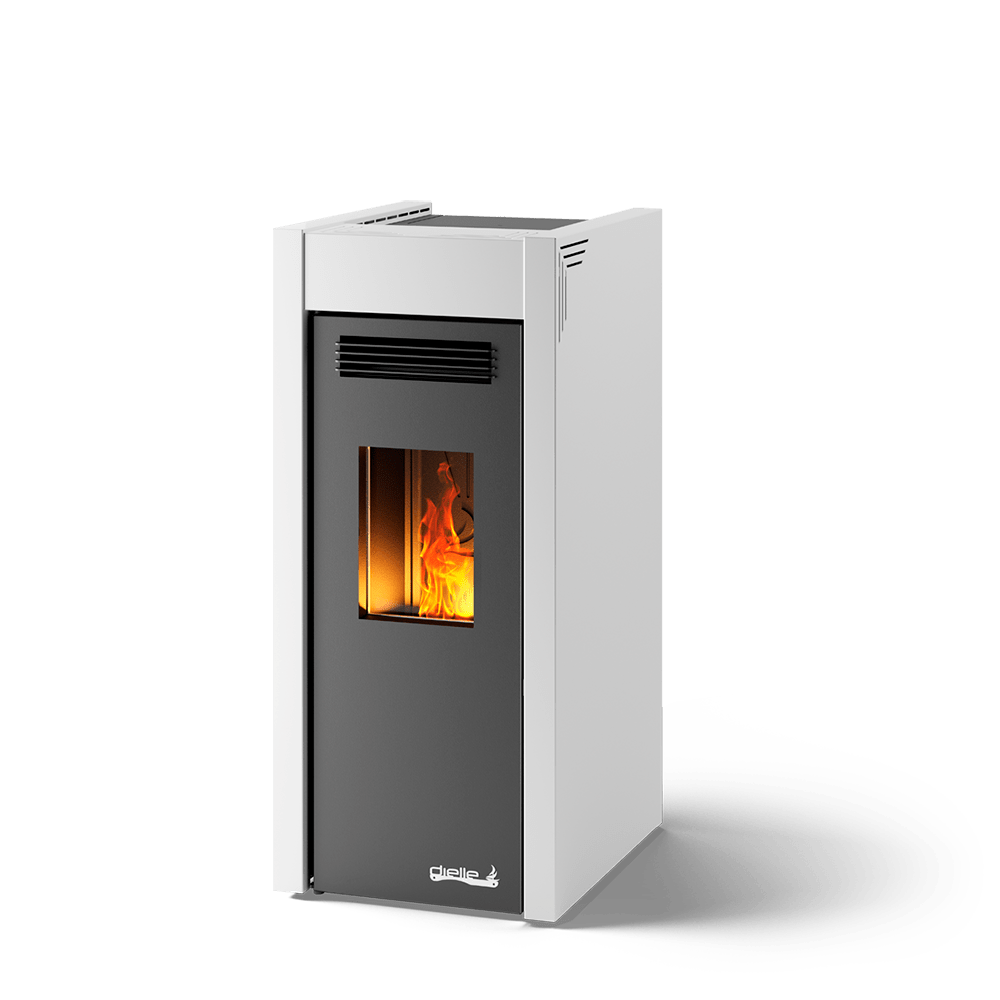 Dielle Grecale 70 Pellet Stove - Pearl White Steel - by Dielle | Buy at Agent BBQ