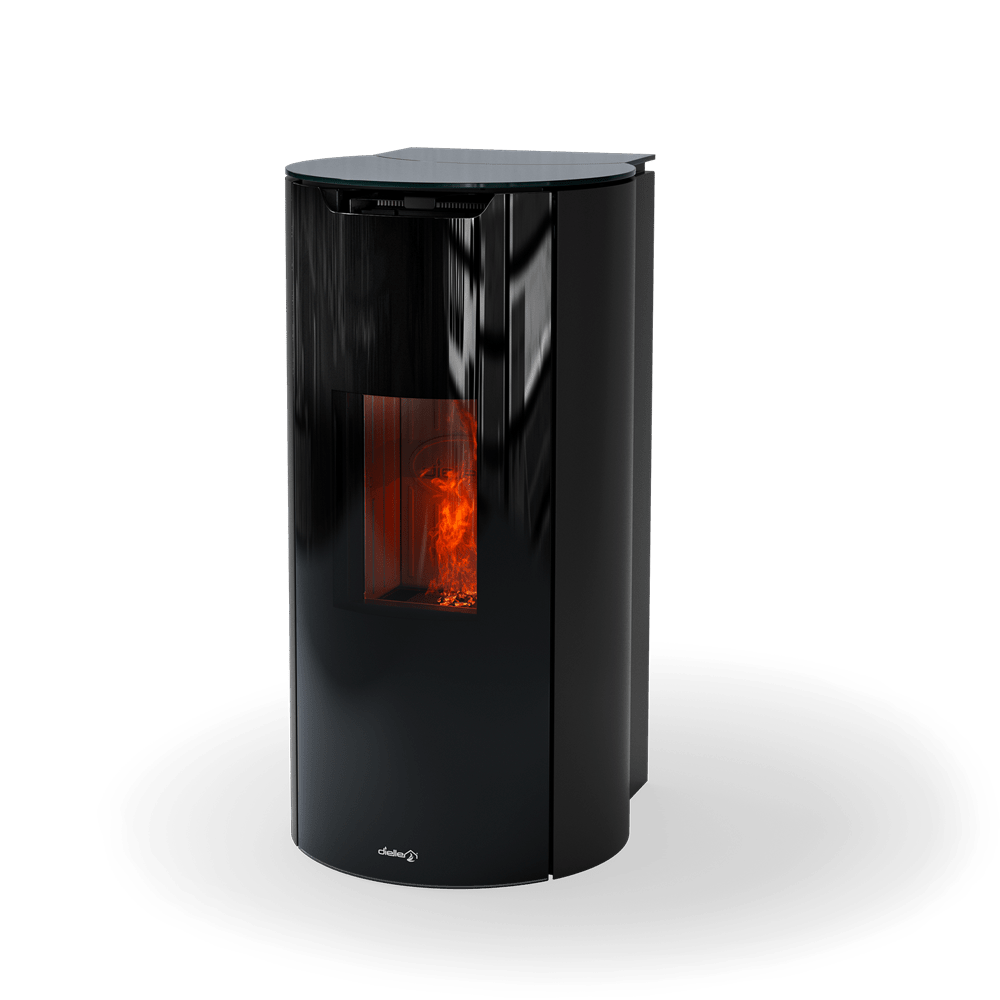 Dielle Round 70 Pellet Stove - Magic Black Glass - by Dielle | Buy at Agent BBQ