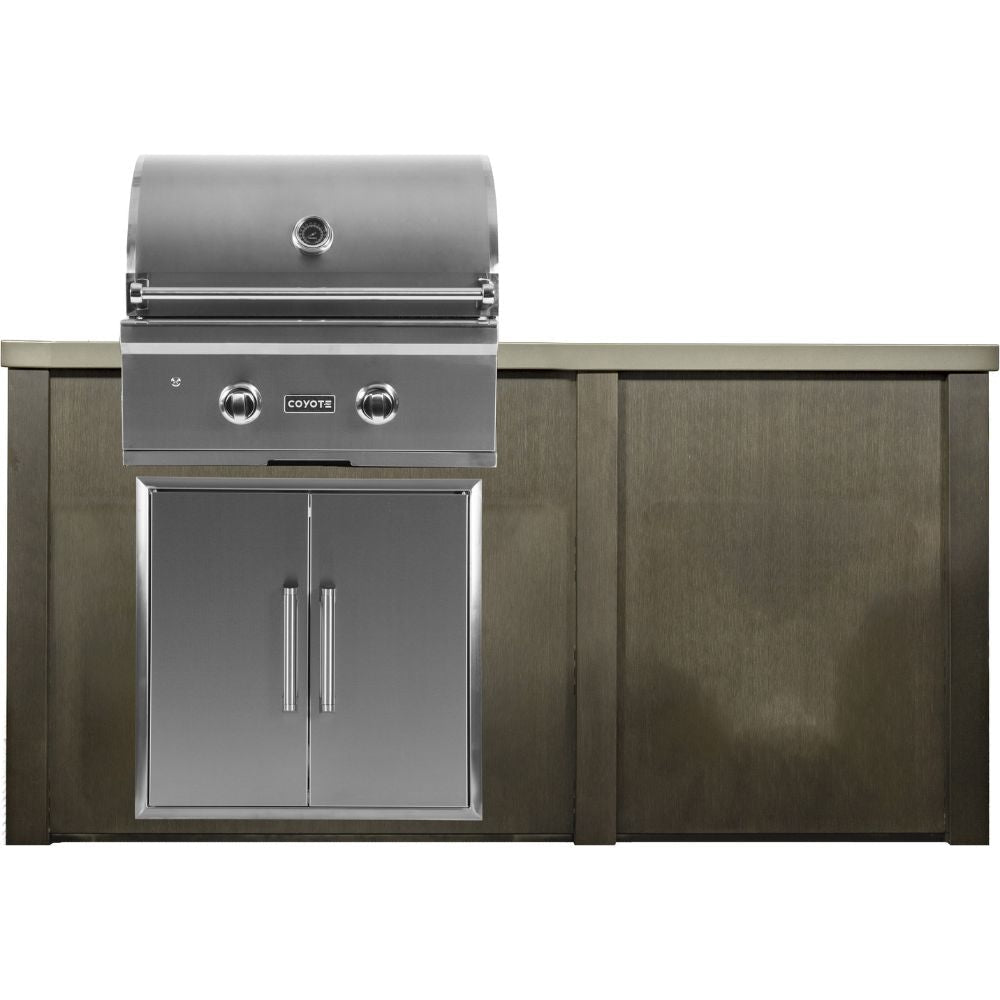 Haven 5.5 Ft. Outdoor Kitchen Island with Coyote Plain Panel, 28 - Inch Gas Grill & Double Access Doors - Outdoor Kitchen Kits by Haven Outdoor | Buy at Agent BBQ