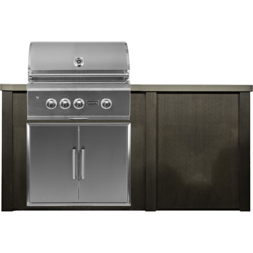 Haven 6 Ft. Outdoor Kitchen Island with Coyote Plain Panel, 30 - Inch S - Series Gas grill & Double Access Doors - Outdoor Kitchen Kits by Haven Outdoor | Buy at Agent BBQ