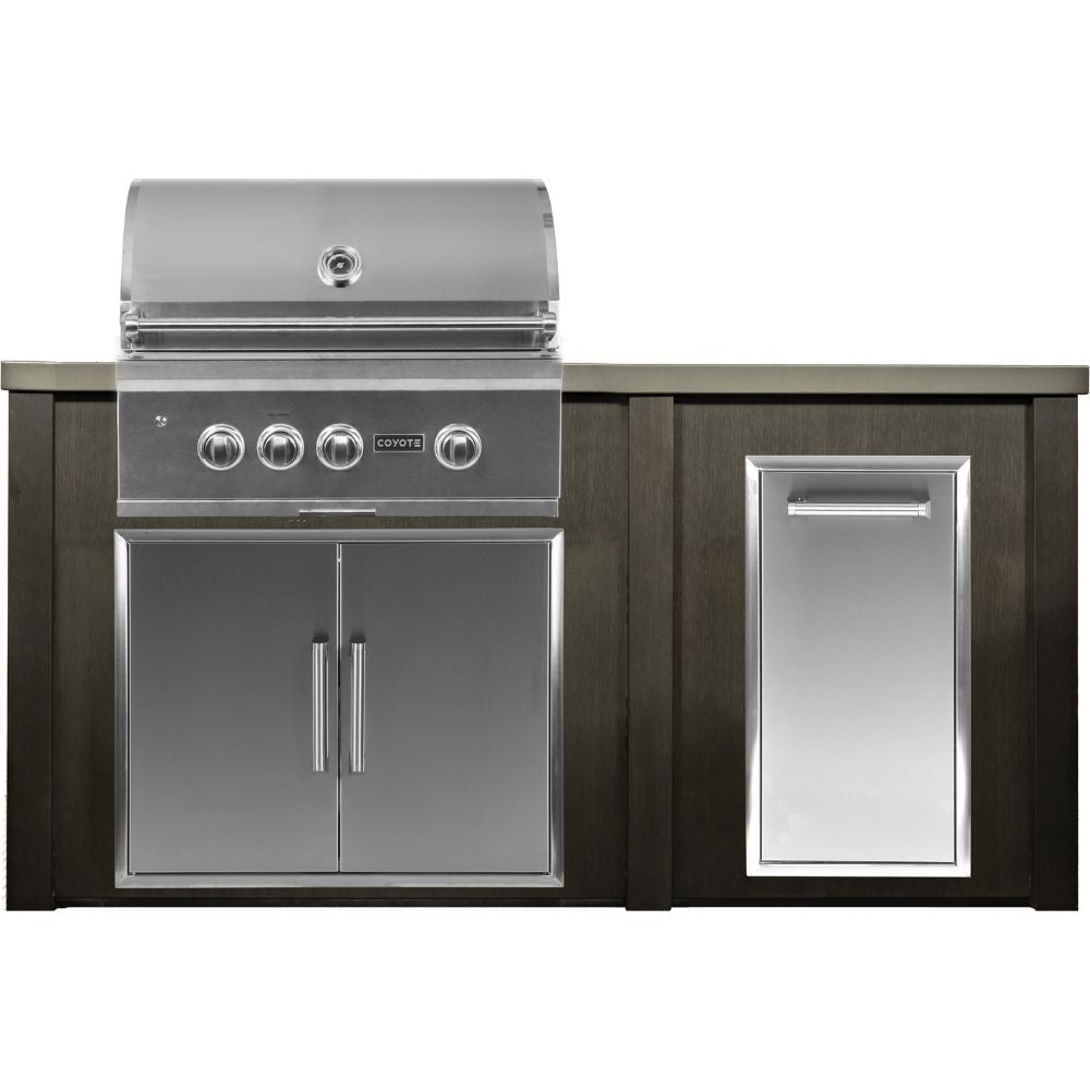 Haven 6 Ft. Outdoor Kitchen Island with Coyote Trash Center, 30 - Inch S - Series Gas Grill & Double Access Door - Outdoor Kitchen Kits by Haven Outdoor | Buy at Agent BBQ
