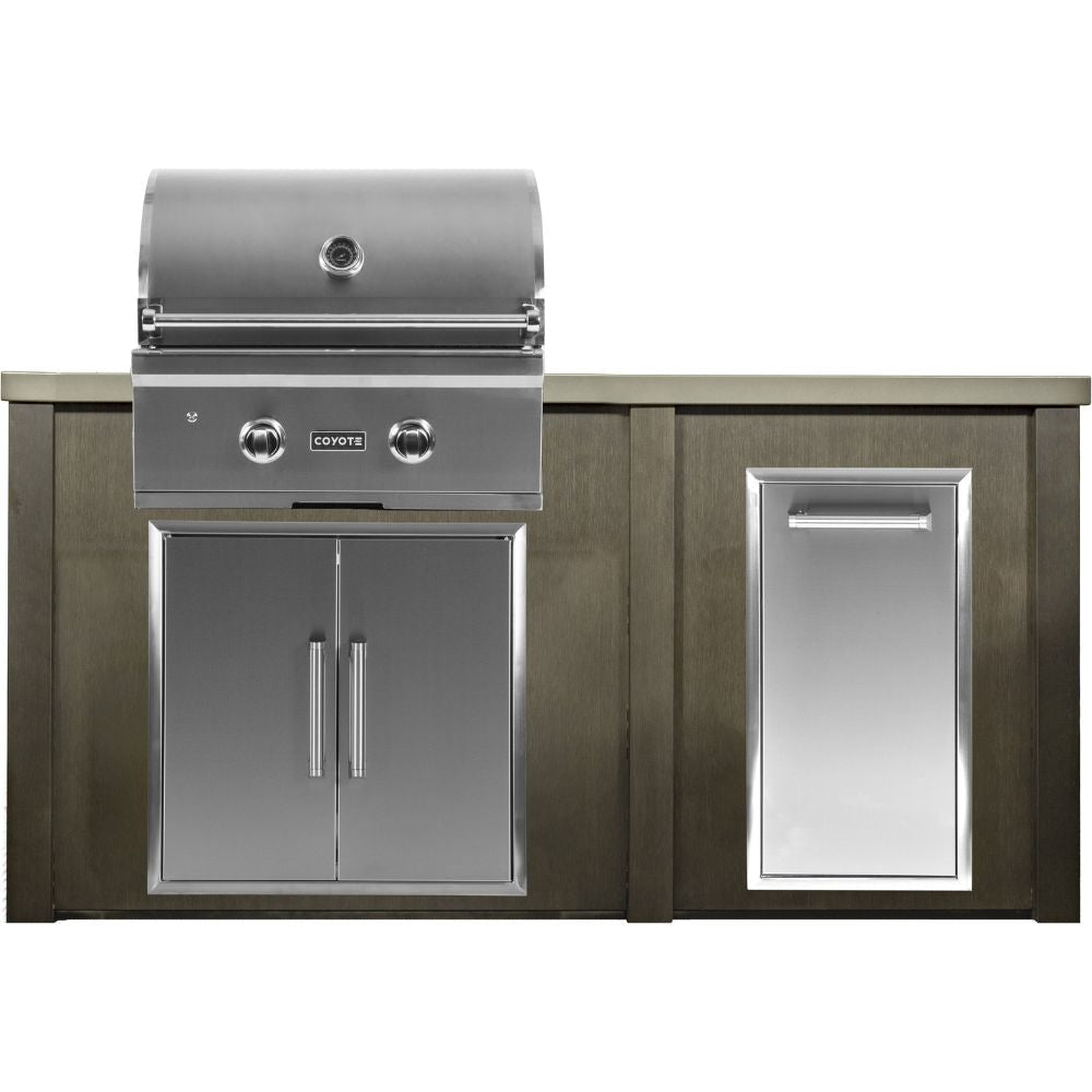 Haven Outdoor 5.5 Ft. Outdoor Kitchen Island with Coyote Trash Center, 28 - Inch Gas Grill & Double Access Doors - Outdoor Kitchen Kits by Haven Outdoor | Buy at Agent BBQ