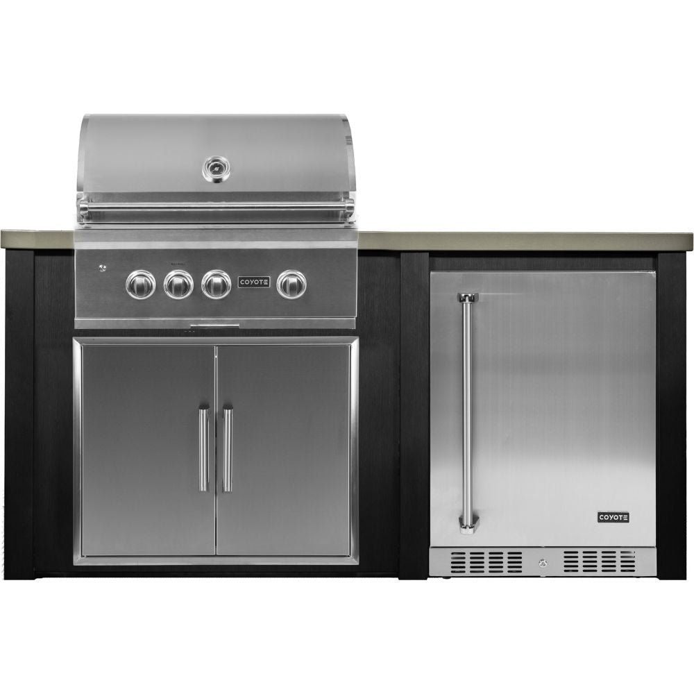 Haven Outdoor 6 Ft. Outdoor Kitchen Island with Coyote 24 - Inch Refrigerator, 30 - Inch S - Series Gas Grill & Double Access Doors - Outdoor Kitchen Kits by Haven Outdoor | Buy at Agent BBQ