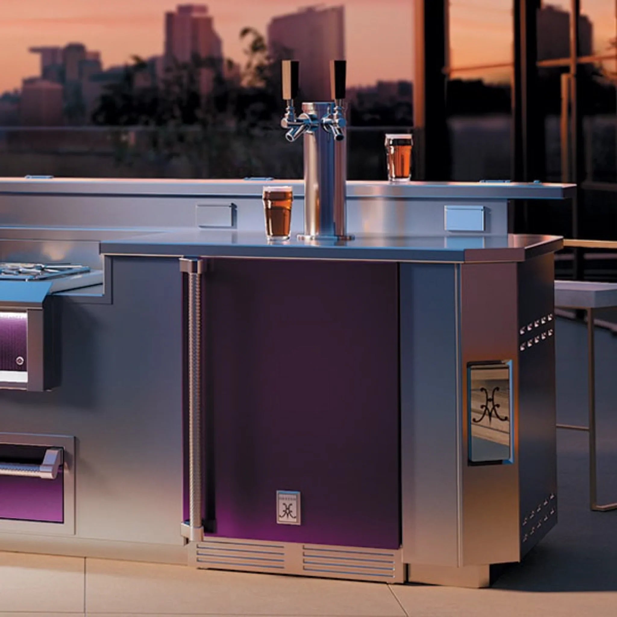 Hestan 24" Outdoor Solid Door Double Faucet Beer Dispenser with Lock - GFDS242 - by Hestan | Buy at Agent BBQ