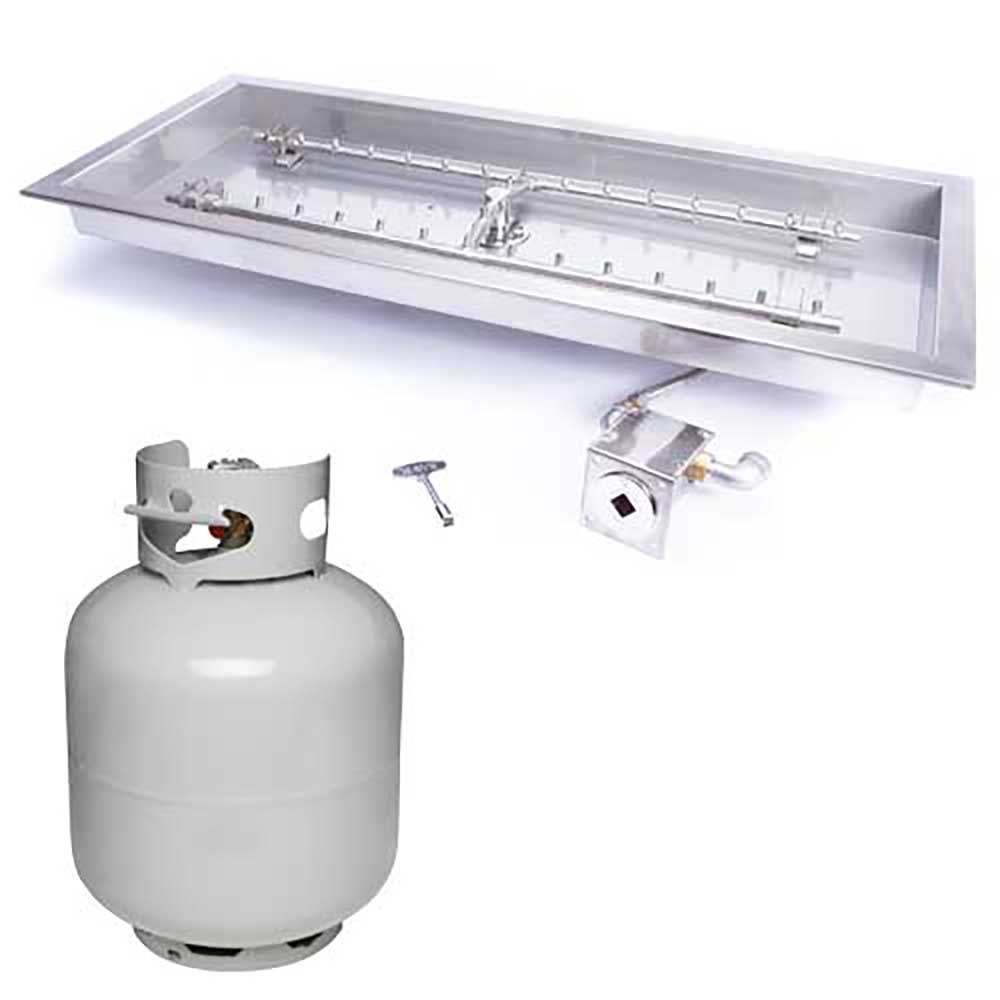 Rectangle Drop - In Torpedo Fire Pit H - Burner Kit for Small LP Tank Match Lit Ignition by HPC Fire - Fire Pit Match Lit Ignition Burner Kits by HPC Fire | Buy at Agent BBQ