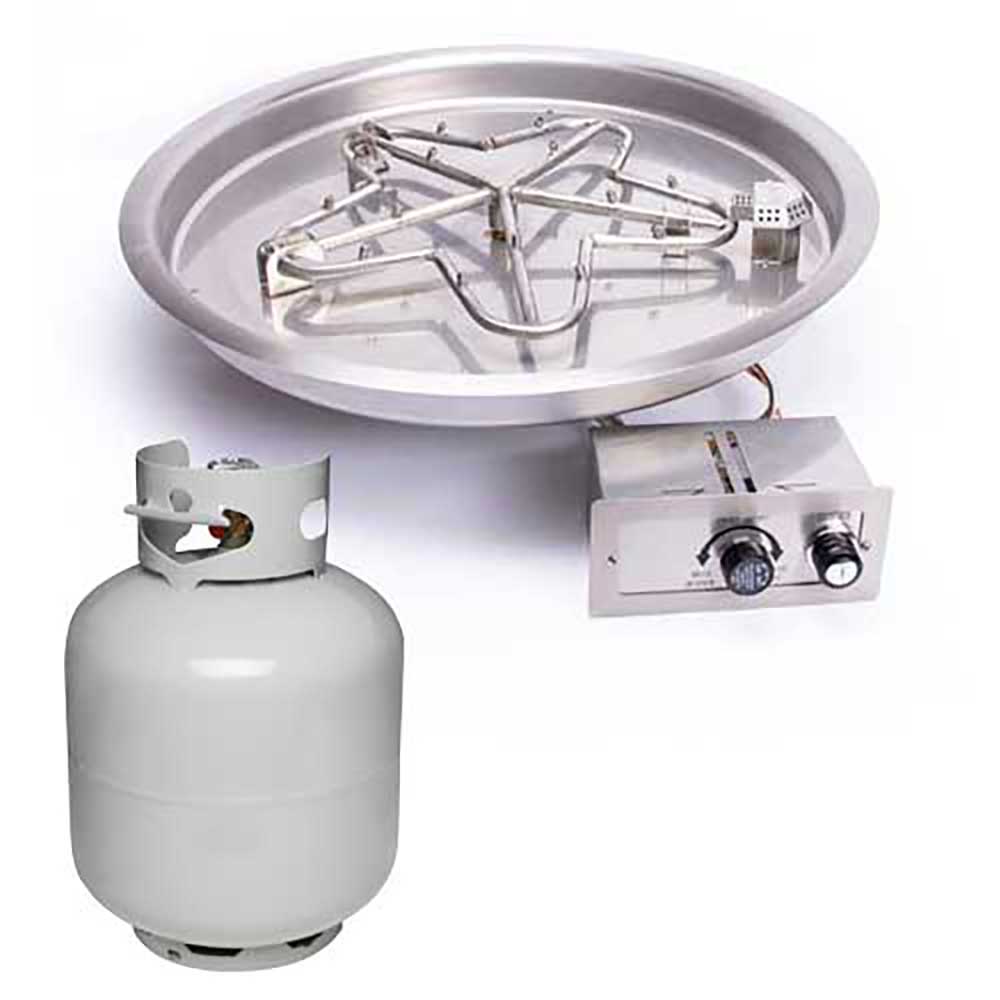 Round Drop - In Torpedo Fire Pit Burner Kit for Small LP Tank Push Button Ignition by HPC Fire - Fire Pit Push Button Spark Ignition Burner Kits by HPC Fire | Buy at Agent BBQ