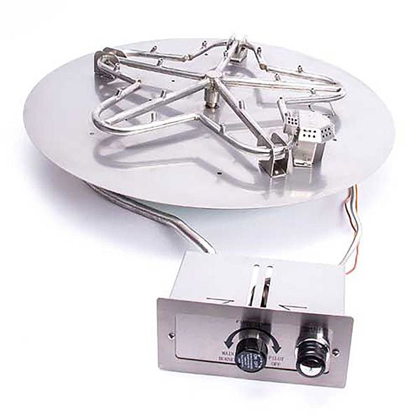 Round Flat Torpedo Fire Pit Burner Kit Push Button Ignition by HPC Fire - Fire Pit Pan and Burner Kit by HPC Fire | Buy at Agent BBQ