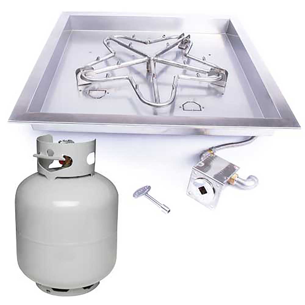 Square Drop - In Torpedo Fire Pit Burner Kit for Small LP Tank Match Lit Ignition by HPC Fire - Fire Pit Match Lit Ignition Burner Kits by HPC Fire | Buy at Agent BBQ