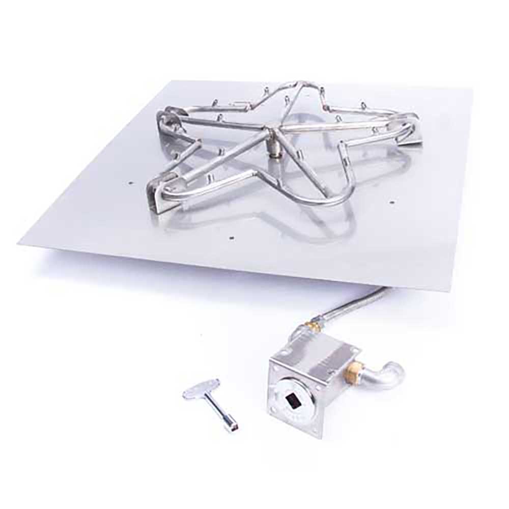 Square Flat Torpedo Fire Pit Burner Kit Match Lit Ignition by HPC Fire - Fire Pit Pan and Burner Kit by HPC Fire | Buy at Agent BBQ
