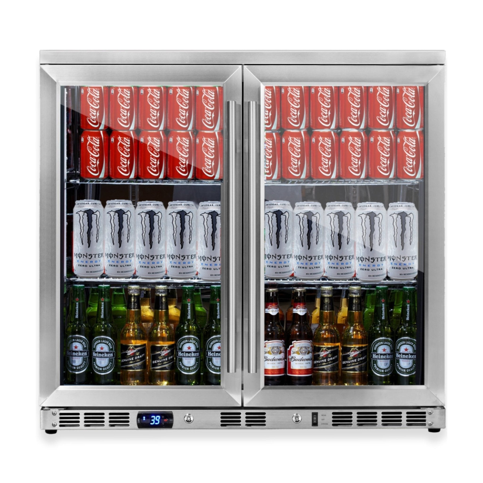 KingsBottle 36 - Inch Heating Glass Dual Door Built In Beverage Fridge - Refrigerators by KingsBottle | Buy at Agent BBQ