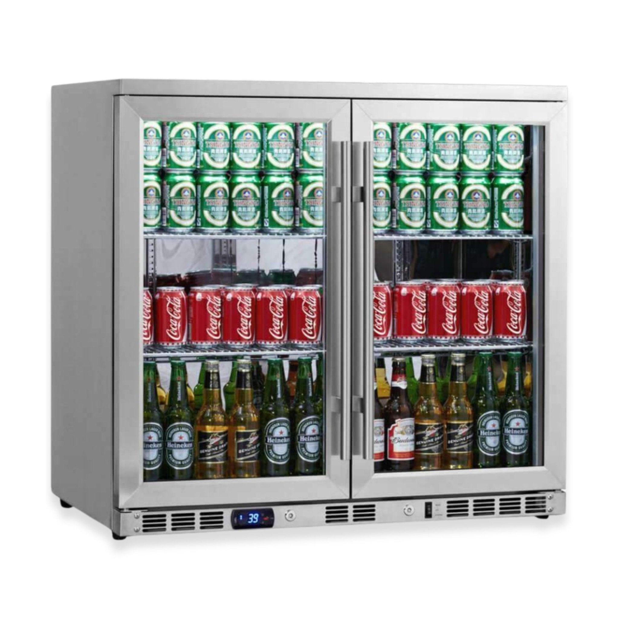 KingsBottle 36 - Inch Heating Glass Dual Door Built In Beverage Fridge - Refrigerators by KingsBottle | Buy at Agent BBQ