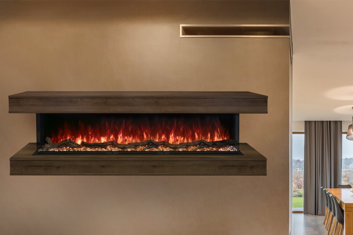 Modern Flames Landscape Pro 82'' Studio Suite Wall Mount Mantel Package | Weathered Walnut - Electric Fireplace by Modern Flames | Buy at Agent BBQ