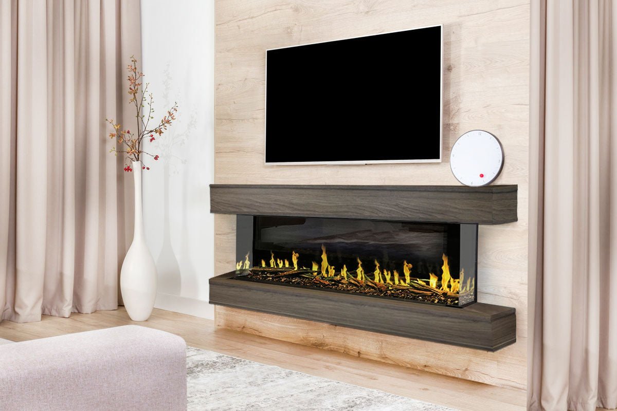 Modern Flames Orion Multi 73" Heliovision Electric Fireplace Wall Mount Studio Suite | Driftwood Gray - Electric Fireplace by Modern Flames | Buy at Agent BBQ