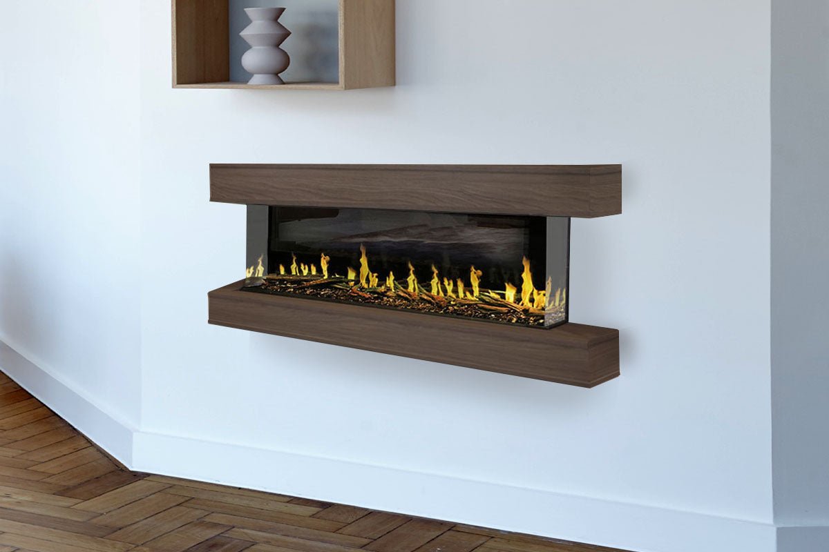 Modern Flames Orion Multi 88" Heliovision Electric Fireplace Wall Mount Studio Suite | Weathered Walnut - Electric Fireplace by Modern Flames | Buy at Agent BBQ