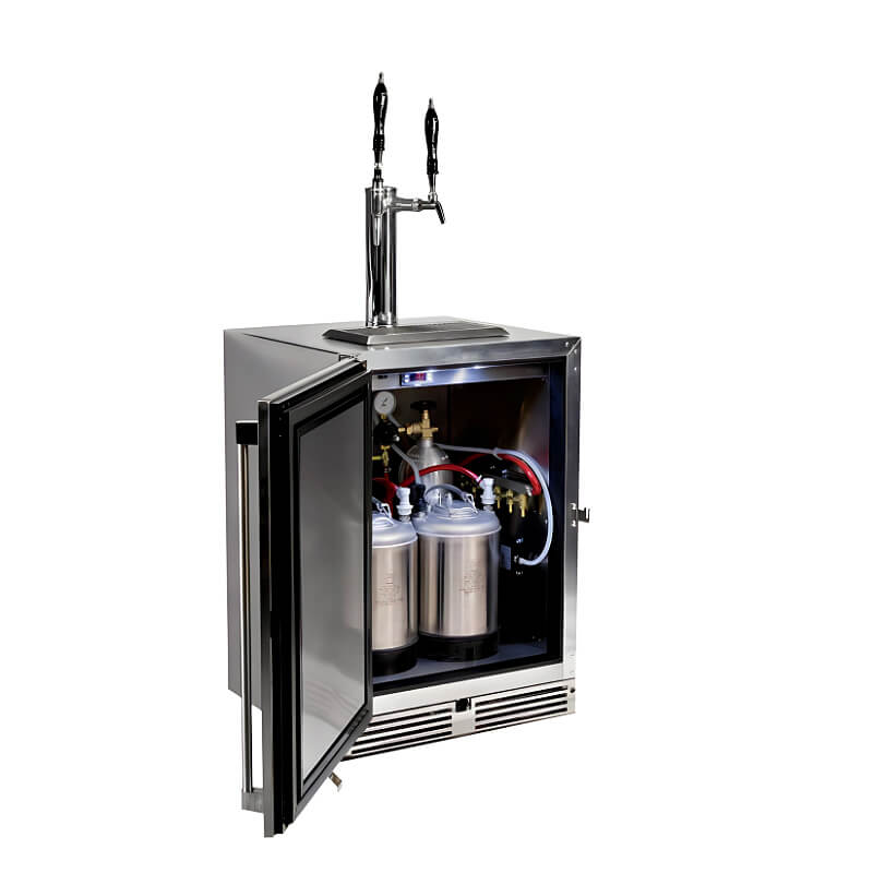 Perlick 24 - Inch Stainless Steel Double Tap Mobile Outdoor Nitro and Cold Brew/Wine Dispenser Kit - HP24TS - 2MNC - by Perlick | Buy at Agent BBQ