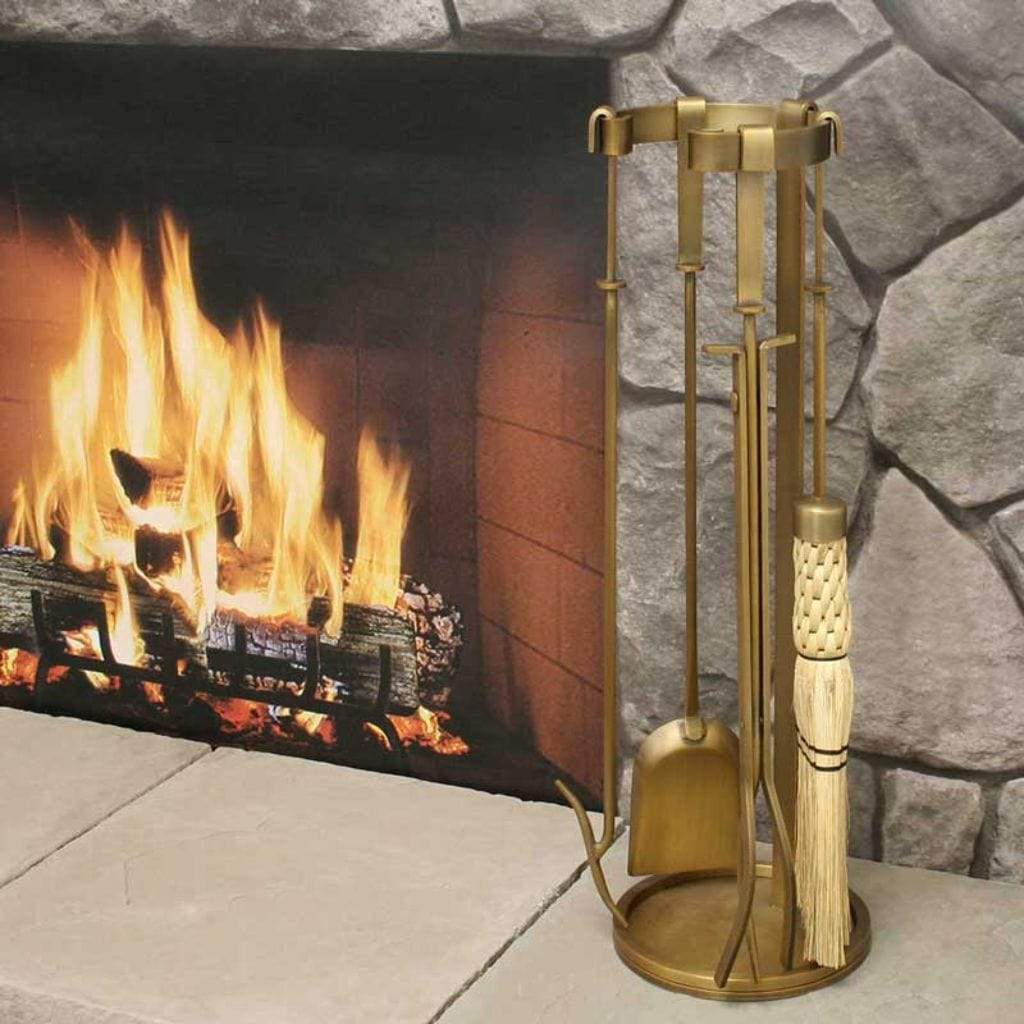 Pilgrim - 29" 4 - Piece Burnished Brass Mid Century Tool Set - by Pilgrim Home & Hearth | Buy at Agent BBQ