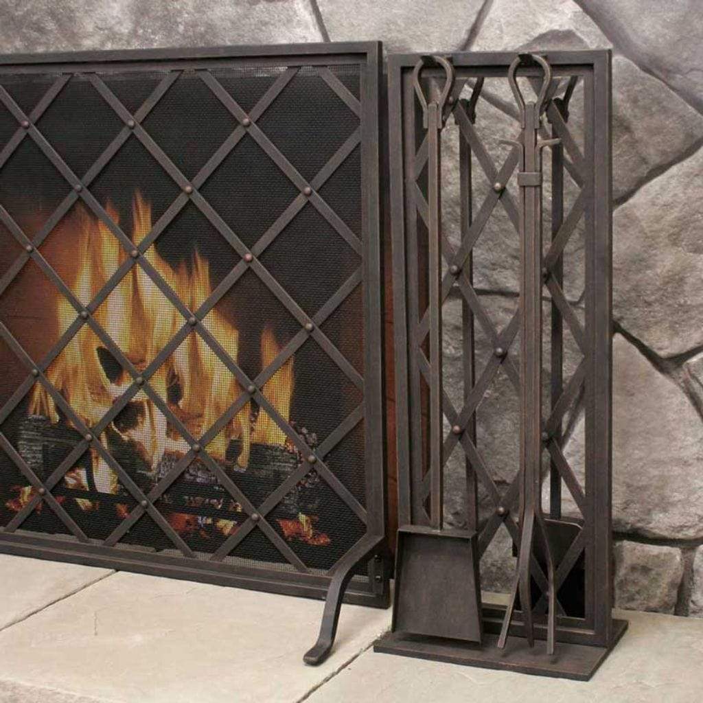 Pilgrim - 30" 4 - Piece Distressed Bronze Iron Weave Tool Set - by Pilgrim Home & Hearth | Buy at Agent BBQ