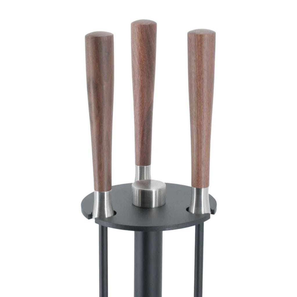 Pilgrim - 34" 4 - Piece New Haven Walnut Handle Tool Set Soft Nickel - by Pilgrim Home & Hearth | Buy at Agent BBQ