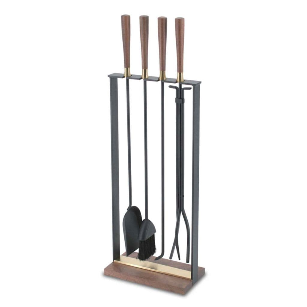 Pilgrim - 35" 4 - Piece Hampton Walnut Handle Tool Set Brass - by Pilgrim Home & Hearth | Buy at Agent BBQ