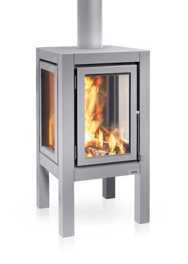 RB73 Quaruba XXL MOBILE 4 - Sided Glass Matte Stainless Steel Wood - Burning Outdoor Fireplace - by RB73 | Buy at Agent BBQ