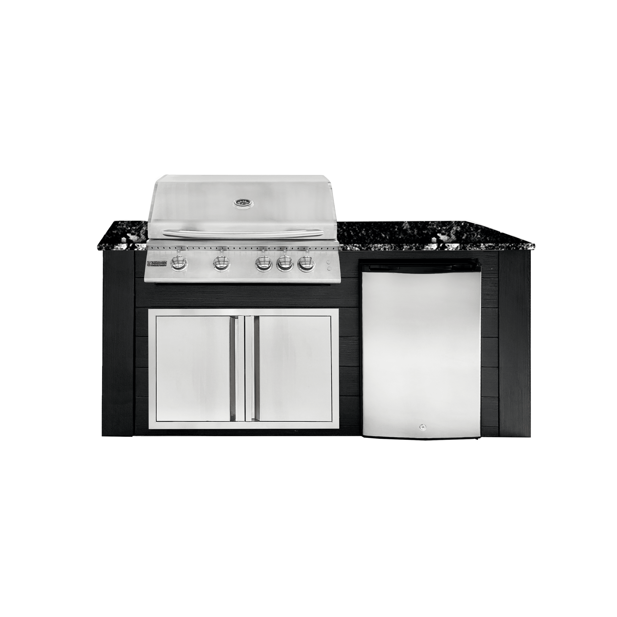 6ft Outdoor Kitchen - Black Cabinet w/ Black Granite Countertop - Outdoor Kitchen by Renaissance Cooking Systems | Buy at Agent BBQ