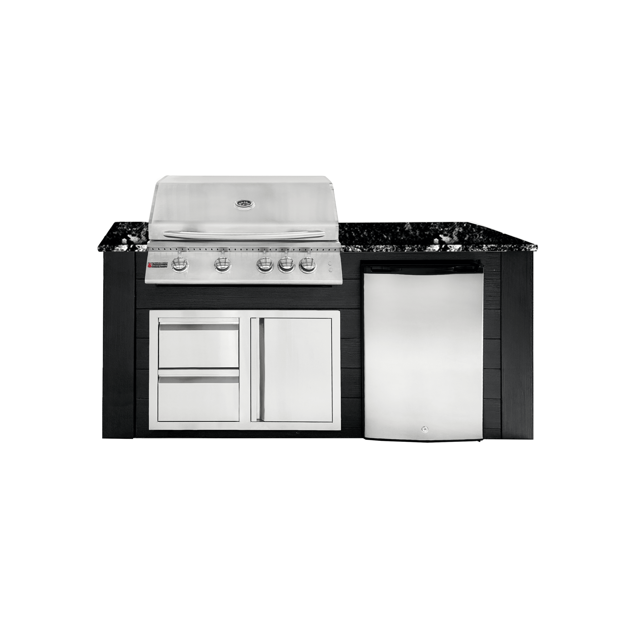 6ft Outdoor Kitchen - Black Cabinet w/ Black Granite Countertop - Outdoor Kitchen by Renaissance Cooking Systems | Buy at Agent BBQ