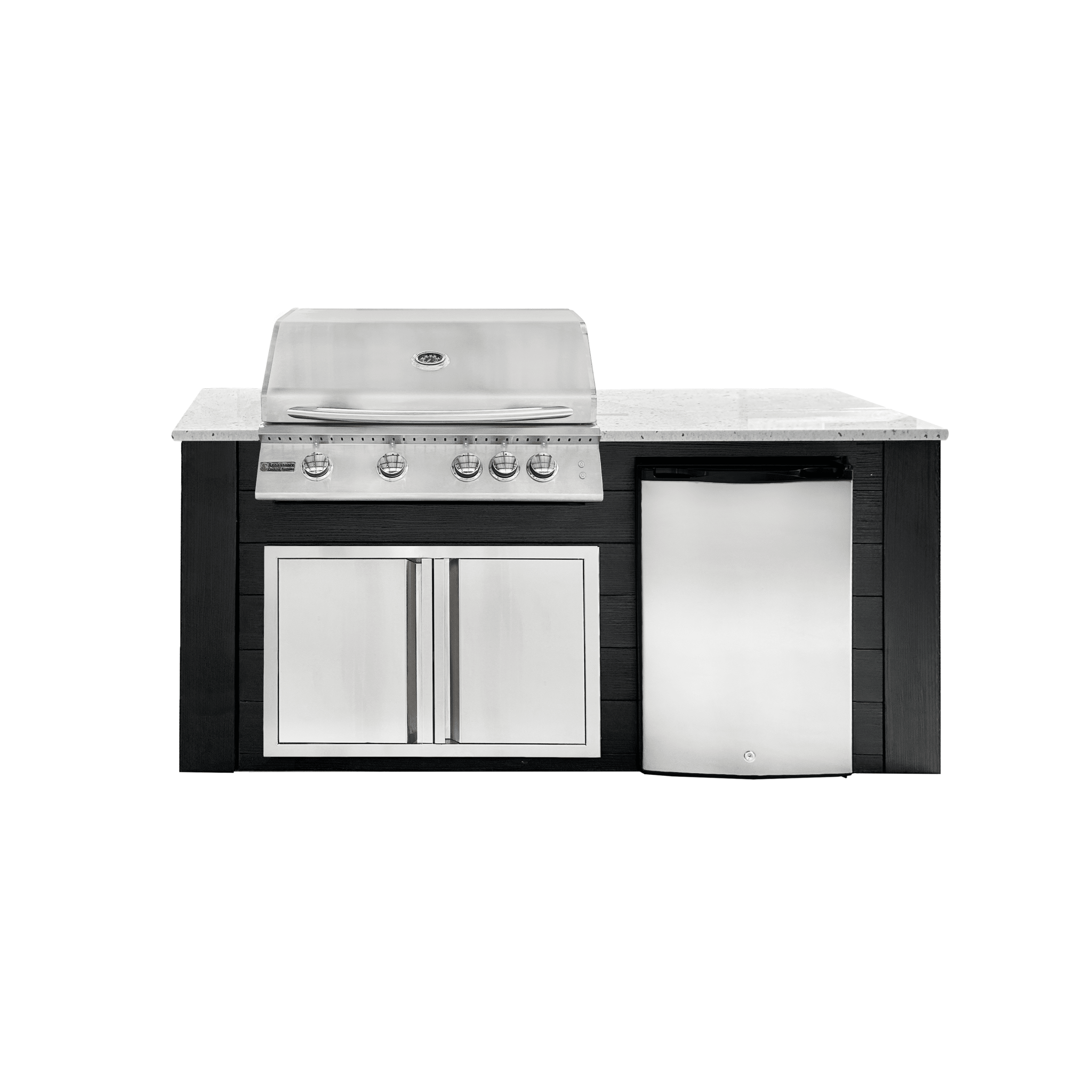 6ft Outdoor Kitchen - Black Cabinet w/ White Granite Countertop - Outdoor Kitchen by Renaissance Cooking Systems | Buy at Agent BBQ