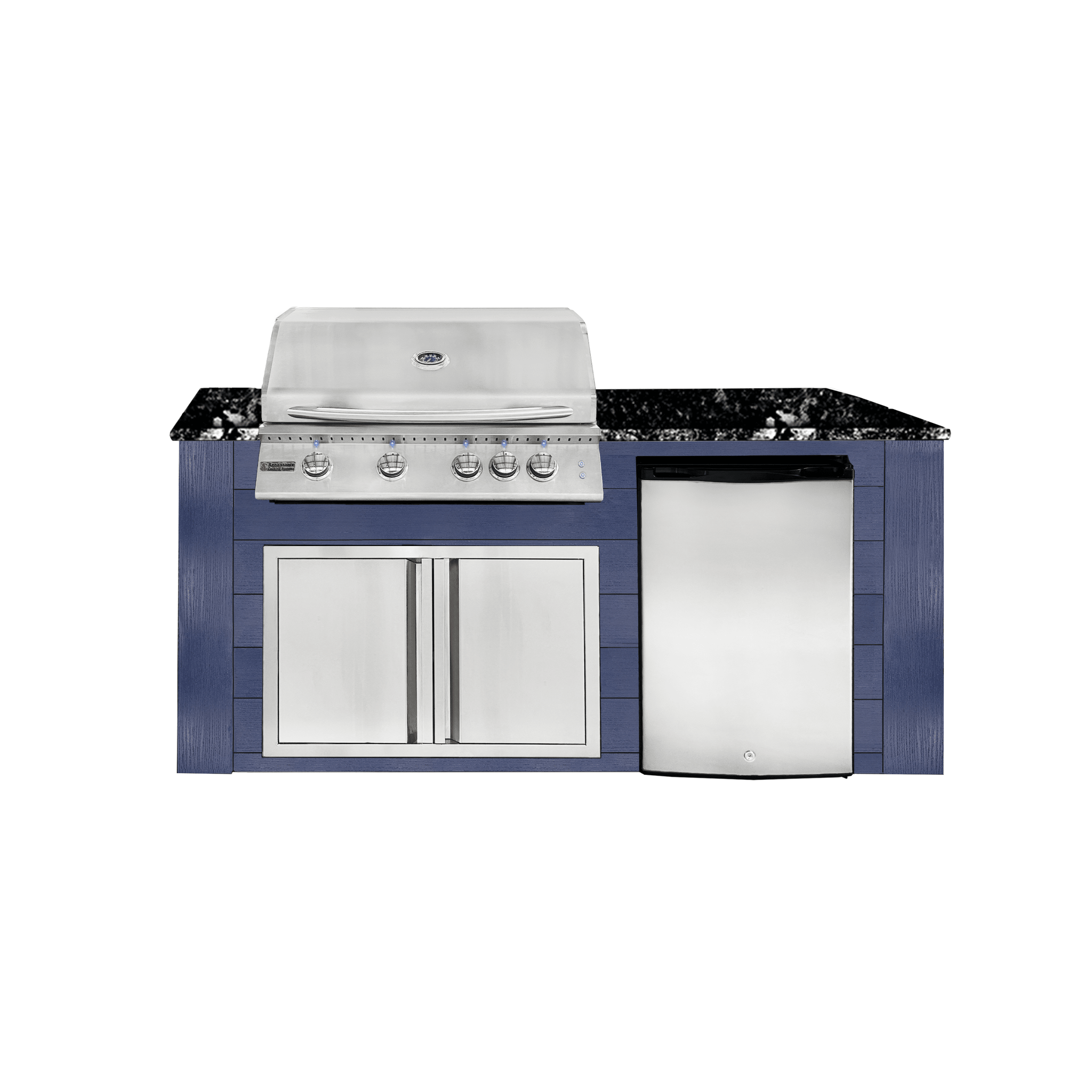 6ft Outdoor Kitchen - Blue Cabinet w/ Black Granite Countertop - Outdoor Kitchen by Renaissance Cooking Systems | Buy at Agent BBQ