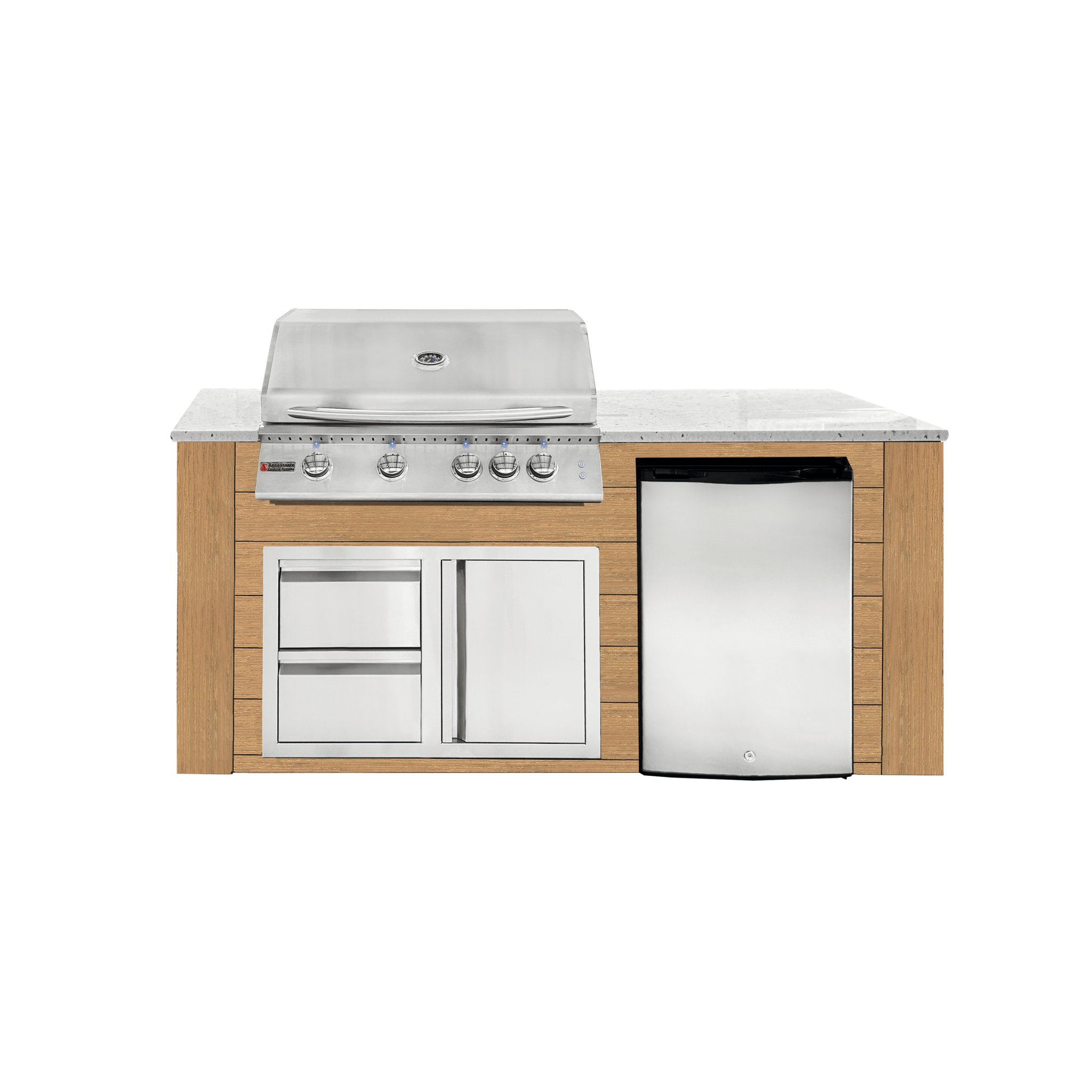 6ft Outdoor Kitchen - Cedar Cabinet w/ White Granite Countertop - Outdoor Kitchen by Renaissance Cooking Systems | Buy at Agent BBQ