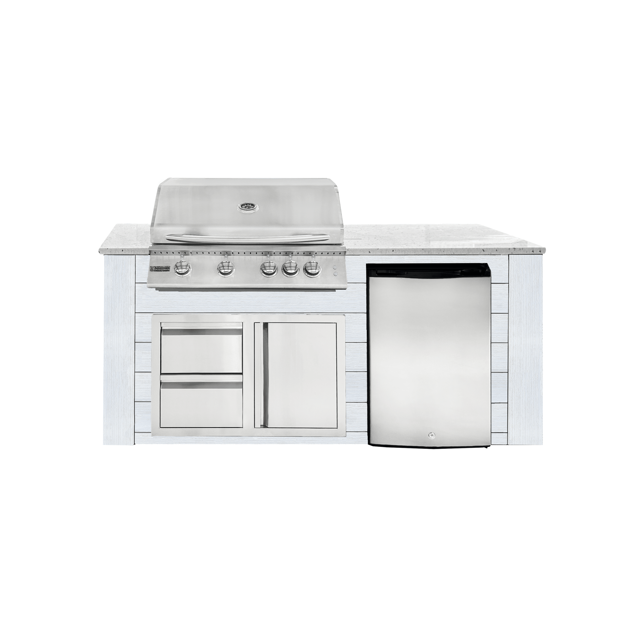 6ft Outdoor Kitchen - White Cabinet w/ White Granite Countertop - Outdoor Kitchen by Renaissance Cooking Systems | Buy at Agent BBQ