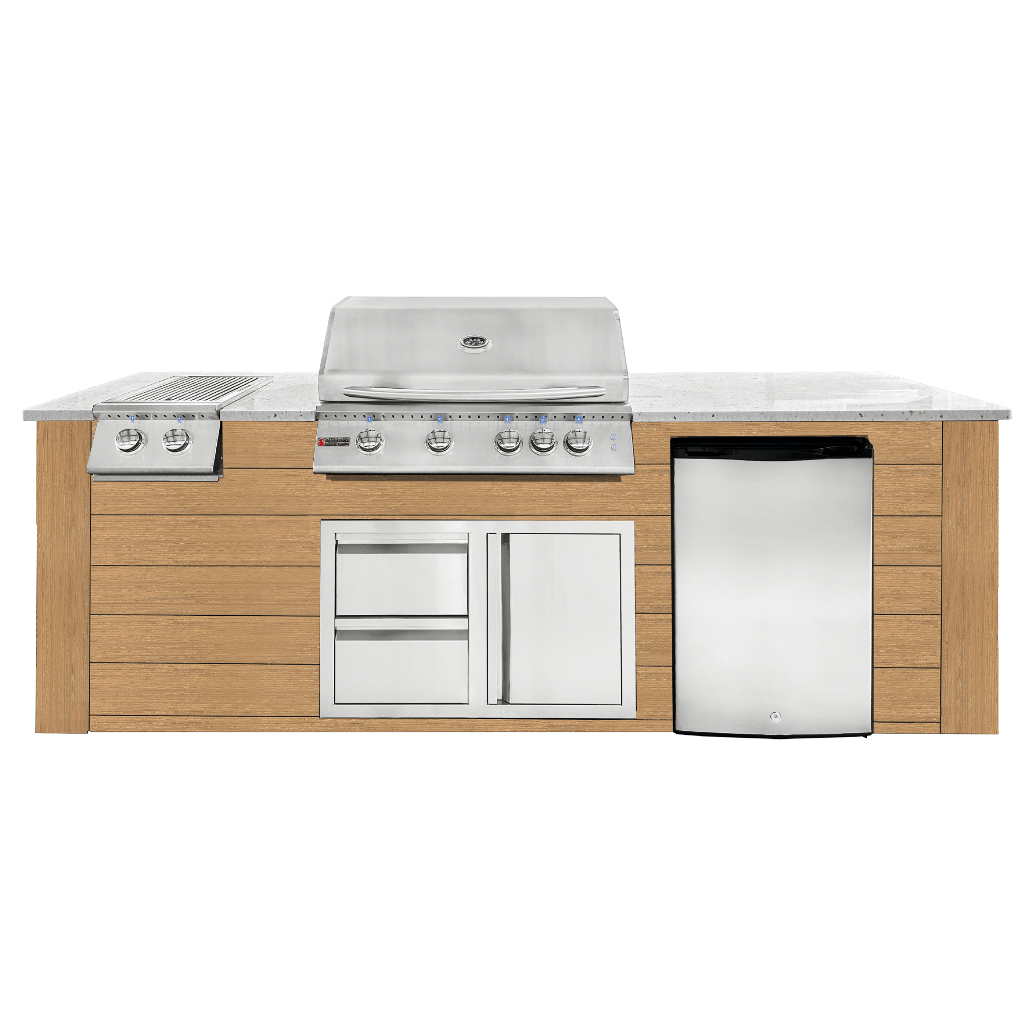 8ft Outdoor Kitchen - Cedar Cabinet w/ White Granite Countertop - Outdoor Kitchen by Renaissance Cooking Systems | Buy at Agent BBQ