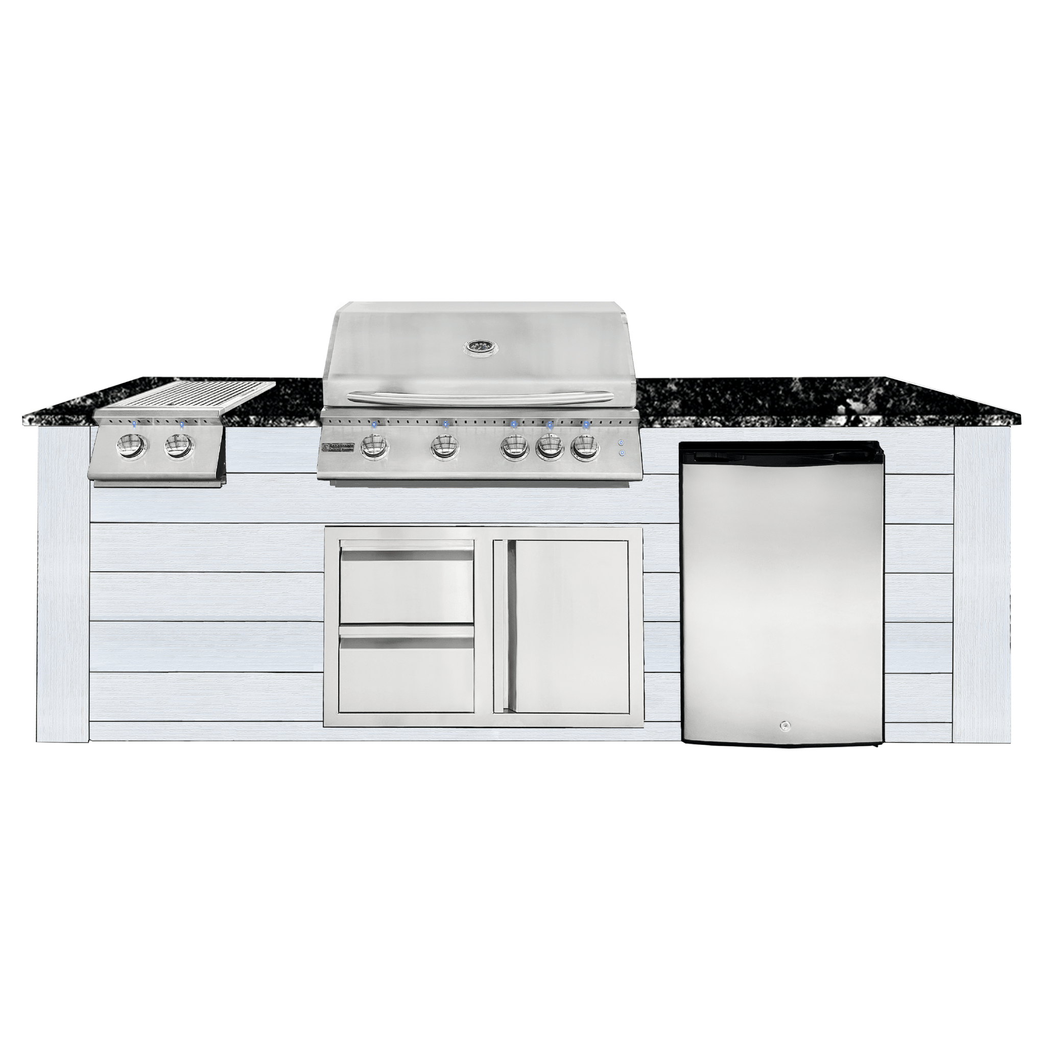 8ft Outdoor Kitchen - White Cabinet w/ Black Granite Countertop - Outdoor Kitchen by Renaissance Cooking Systems | Buy at Agent BBQ