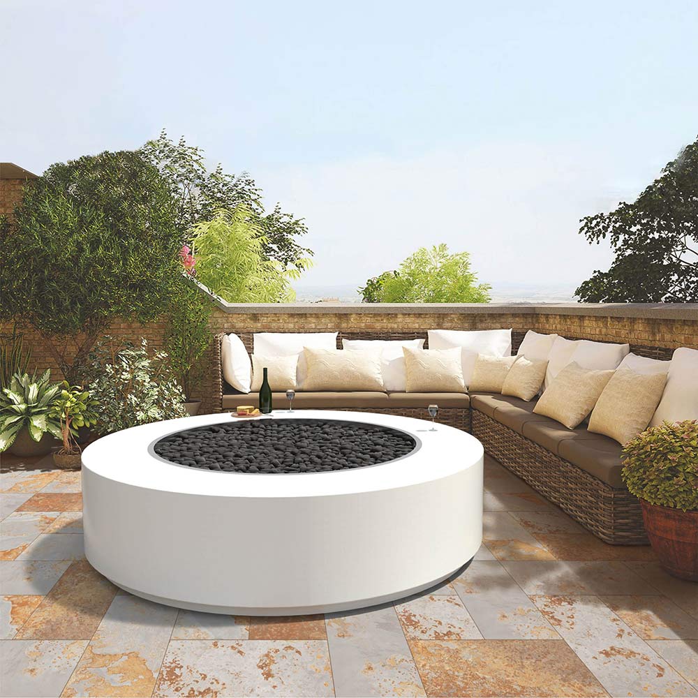 TOP Fires by The Outdoor Unity 48x24 - Inch Round Powder Coated Steel Gas Fire Pit - by The Outdoor Plus | Buy at Agent BBQ