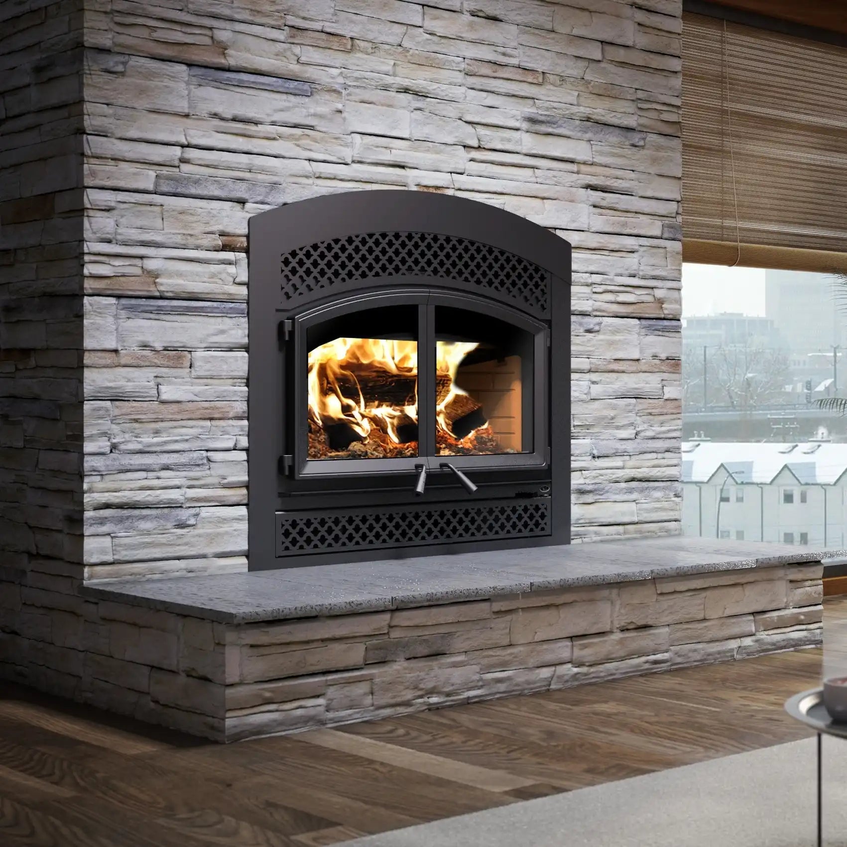 Valcourt FP15 Waterloo Arched Wood Fireplace - Includes Blower - Wood Burning Fireplace by Valcourt | Buy at Agent BBQ