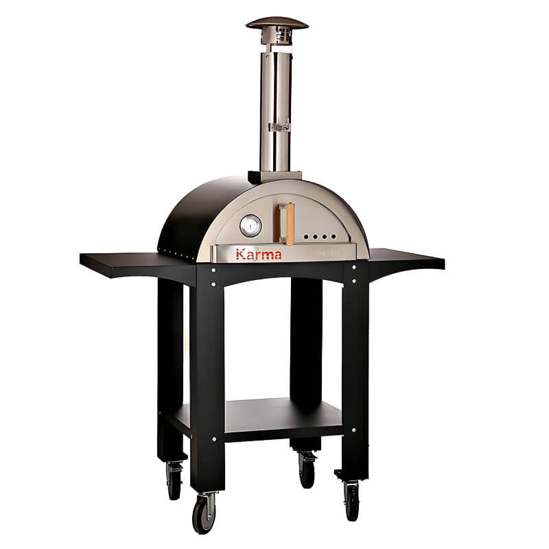 WPPO Karma 25 Inch Black Wood Fired Pizza Oven with Black Cart - WKK - 01S - WS - Black - by WPPO | Buy at Agent BBQ