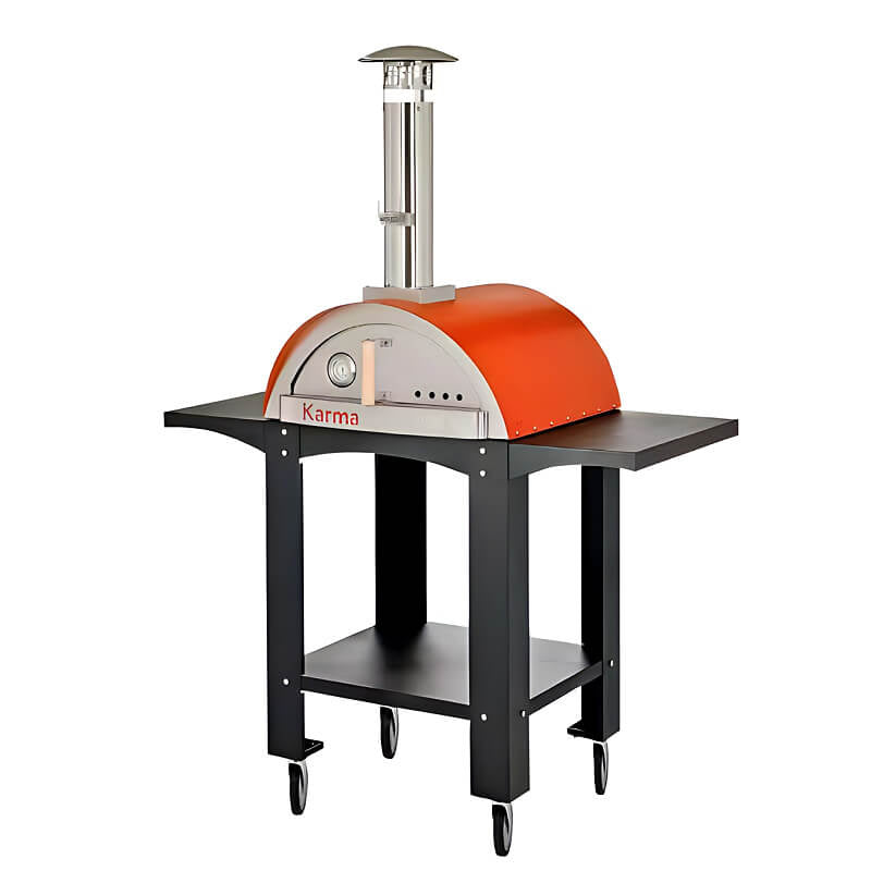 WPPO Karma 25 Inch Orange Wood Fired Pizza Oven with Black Cart - WKK - 01S - WS - Orange - by WPPO | Buy at Agent BBQ