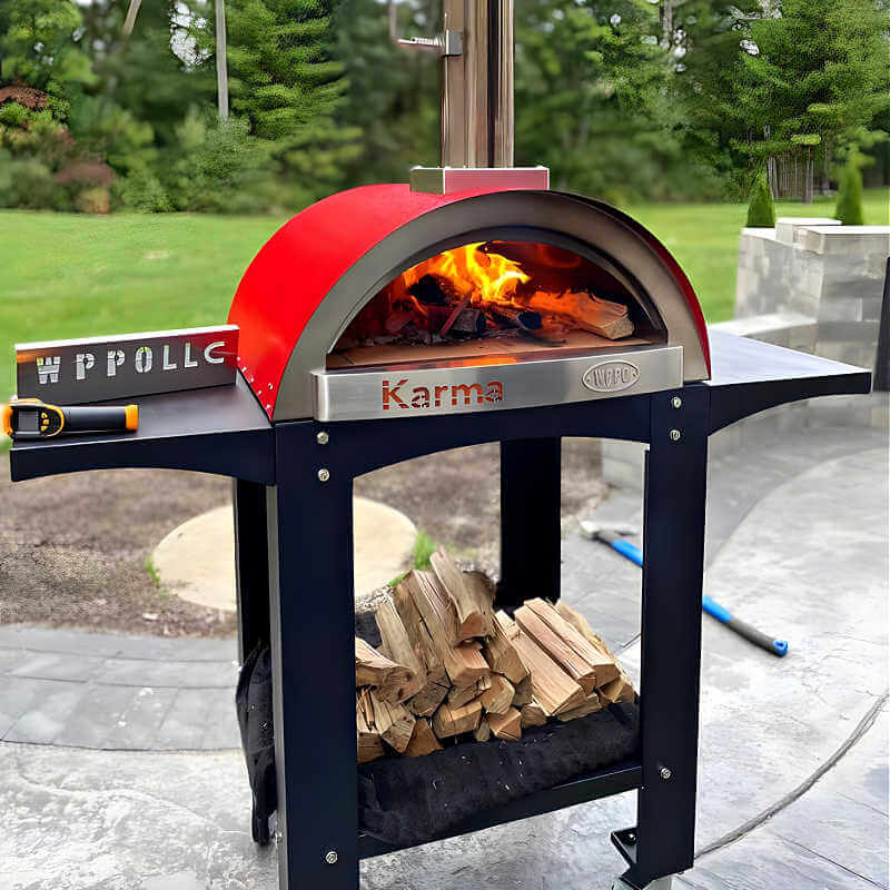 WPPO Karma 25 Inch Red Wood Fired Pizza Oven with Black Cart - WKK - 01S - WS - Red - by WPPO | Buy at Agent BBQ