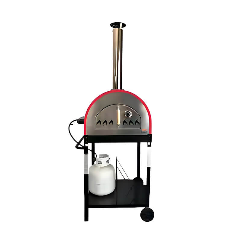 WPPO Traditional Red 25 - Inch Dual Fueled Pizza Oven With Gas Attachment - WKE - 04WG - RED - by WPPO | Buy at Agent BBQ