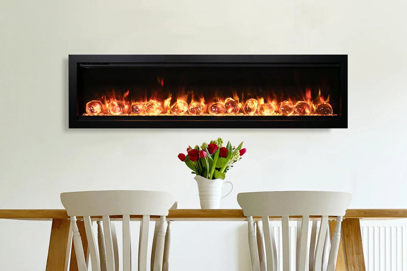 Amantii Symmetry Bespoke 100'' Wall Mount / Recessed Linear Indoor/Outdoor Electric Fireplace