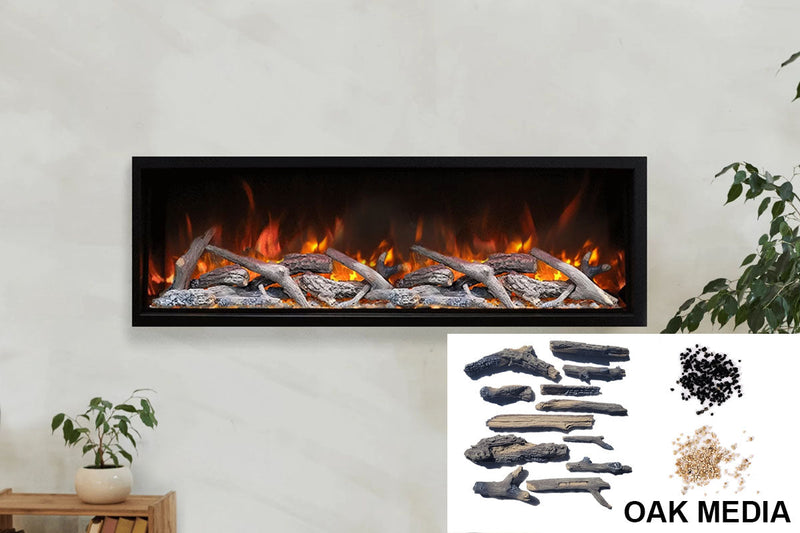 Amantii Symmetry Bespoke 50'' Wall Mount / Recessed Linear Indoor/Outdoor Electric Fireplace