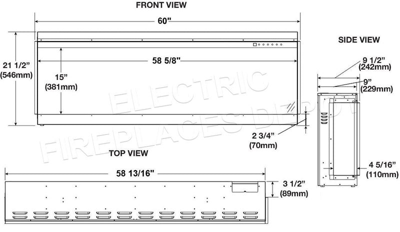 Napoleon Trivista Primis 60-inch 3-Sided / 2-Sided Built In Electric Fireplace