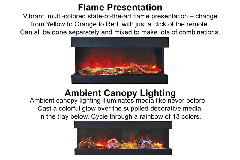 Amantii Panorama Tru View Slim 40-inch 3-Sided Built In Indoor/Outdoor Electric Fireplace