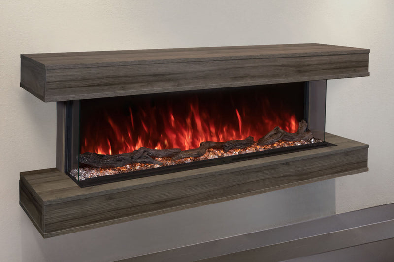 Modern Flames Landscape Pro 58'' Studio Suite Wall Mount Mantel Package | Driftwood Grey