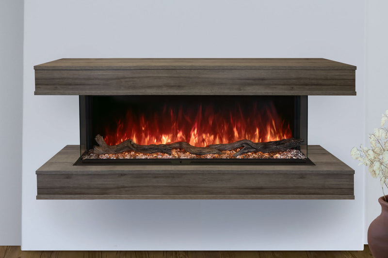 Modern Flames Landscape Pro 82'' Studio Suite Wall Mount Mantel Package | Driftwood Grey